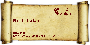 Mill Lotár névjegykártya